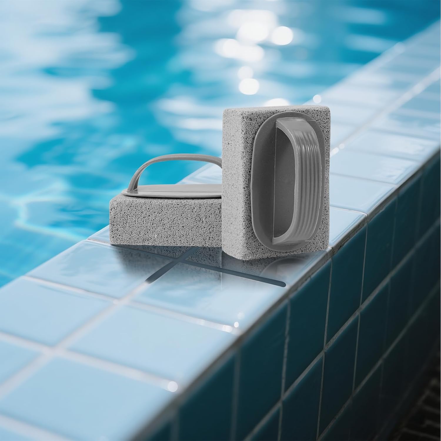 4 Pcs Hand-Held Pool Pumice Stones,Pumice Stone for Pool Cleaning, Tiles,Block Swimming Grout & Concrete,Pools & Spa Tile Cleaning (Grey)
