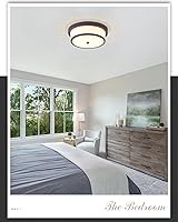 Vista 6 de Lámpara de techo empotrada de 12 pulgadas, Luminarias de techo de 2 luces pegadas al techo con acabado de bronce frotado con aceite para baño