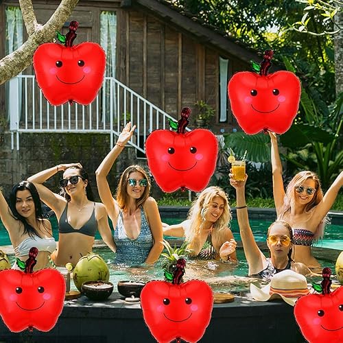 Miniatura 4 de 5 globos de fruta de manzana, globos temáticos de frutas, globos de aluminio de manzana para fiesta temática de regreso a clases, suministros de