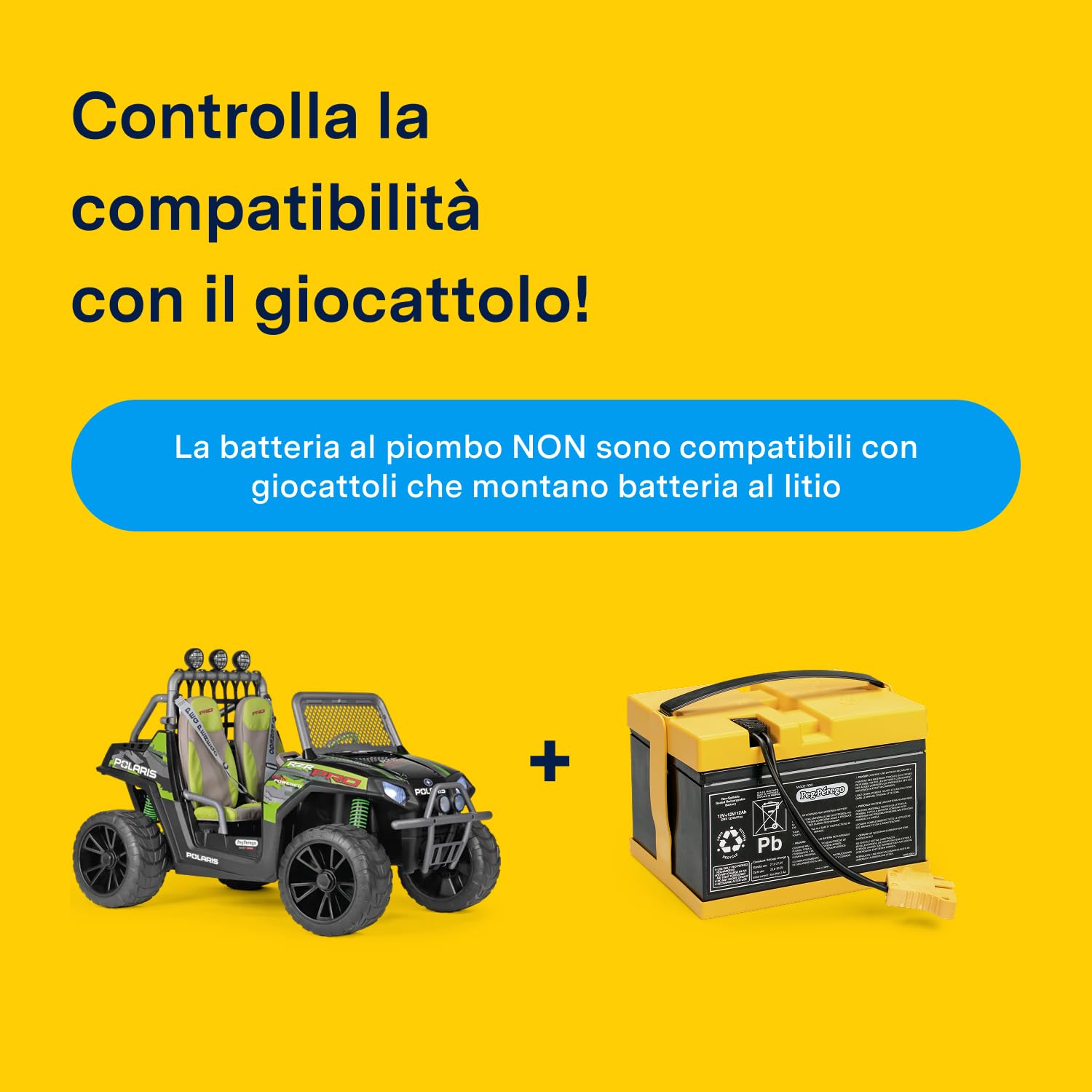 PEG Batteria 24V/12Ah - Ricambio Originale Ricaricabile per Veicoli Elettrici Peg Perego