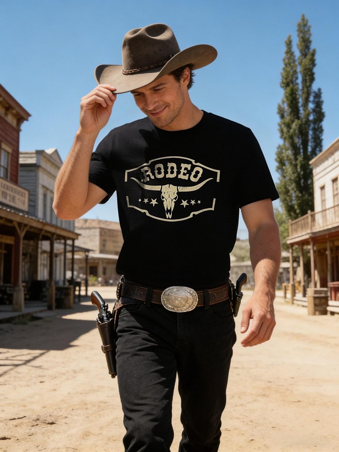 Western Cowboy Rodeo Shirts: Mens Vintage Cow Skull Graphic Tees Boho Country Concert Music T-Shirts - Image 3