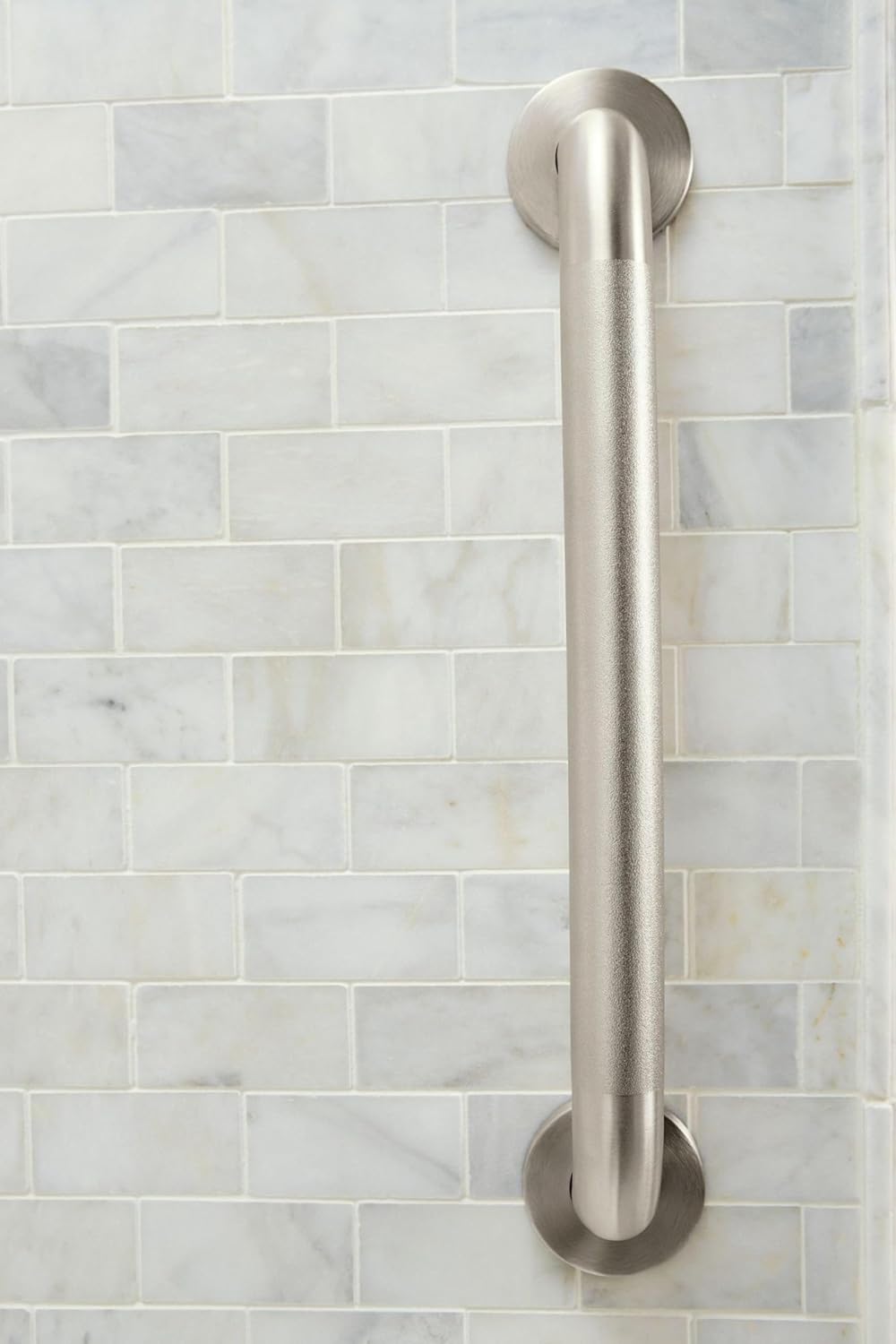 Moen Home Care Bathroom Safety 24 Inch Stainless Steel Handicap Grab Bar for Bathtub and Shower, Slip Resistant Peened Texture, Elderly Assistance Product, Polished Brass, R8724P
