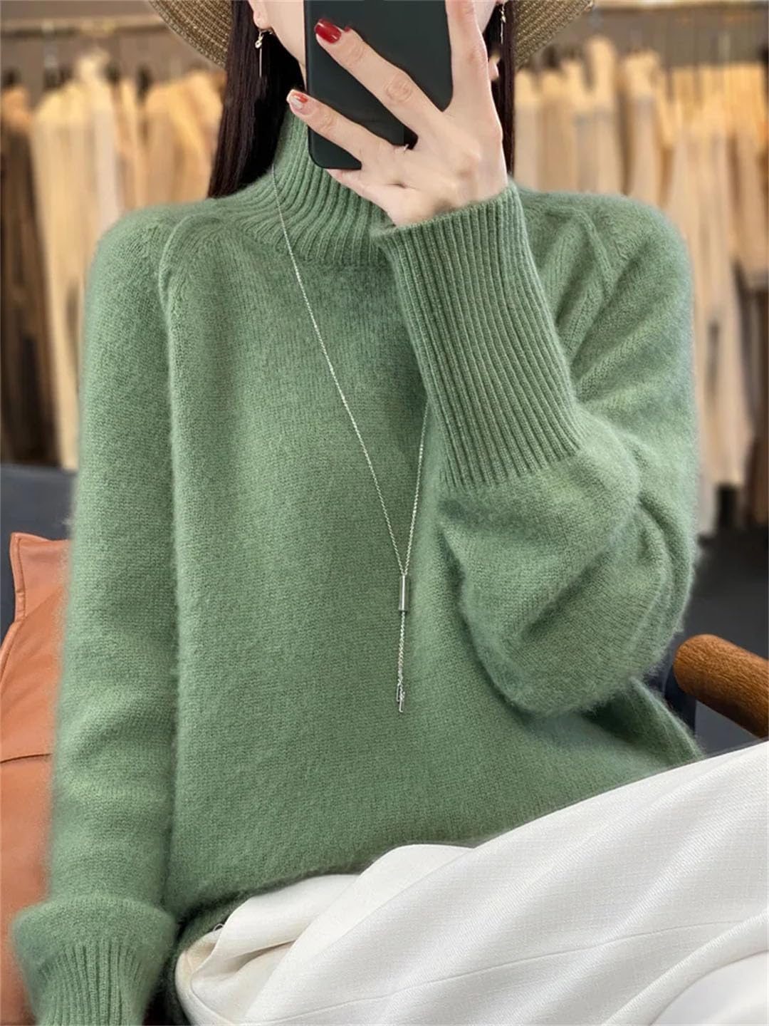 Maglione a collo alto da donna Inverno Basic Pullover in Lana Merino Maniche Lunghe Cashmere Maglione Lavorato a Maglia Abbigliamento Femminile
