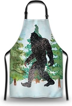 Garden Apron for Women Sasquatch Watercolor Cute Aprons for Men for Kitchen Cooking Restaurant BBQ Painting Crafting Gardening 27 W x 31 H, Waterproof Aprons