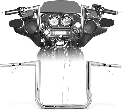1 1/2 Inch Street Glide Handlebar 12" Rise Right-angle Bar 1.5" Fat 1" Clamp Ape Hangers for Harley 2023-later CVO Street Glide FLHXSE & 2024 2025 2026 FLHX Models, Chrome