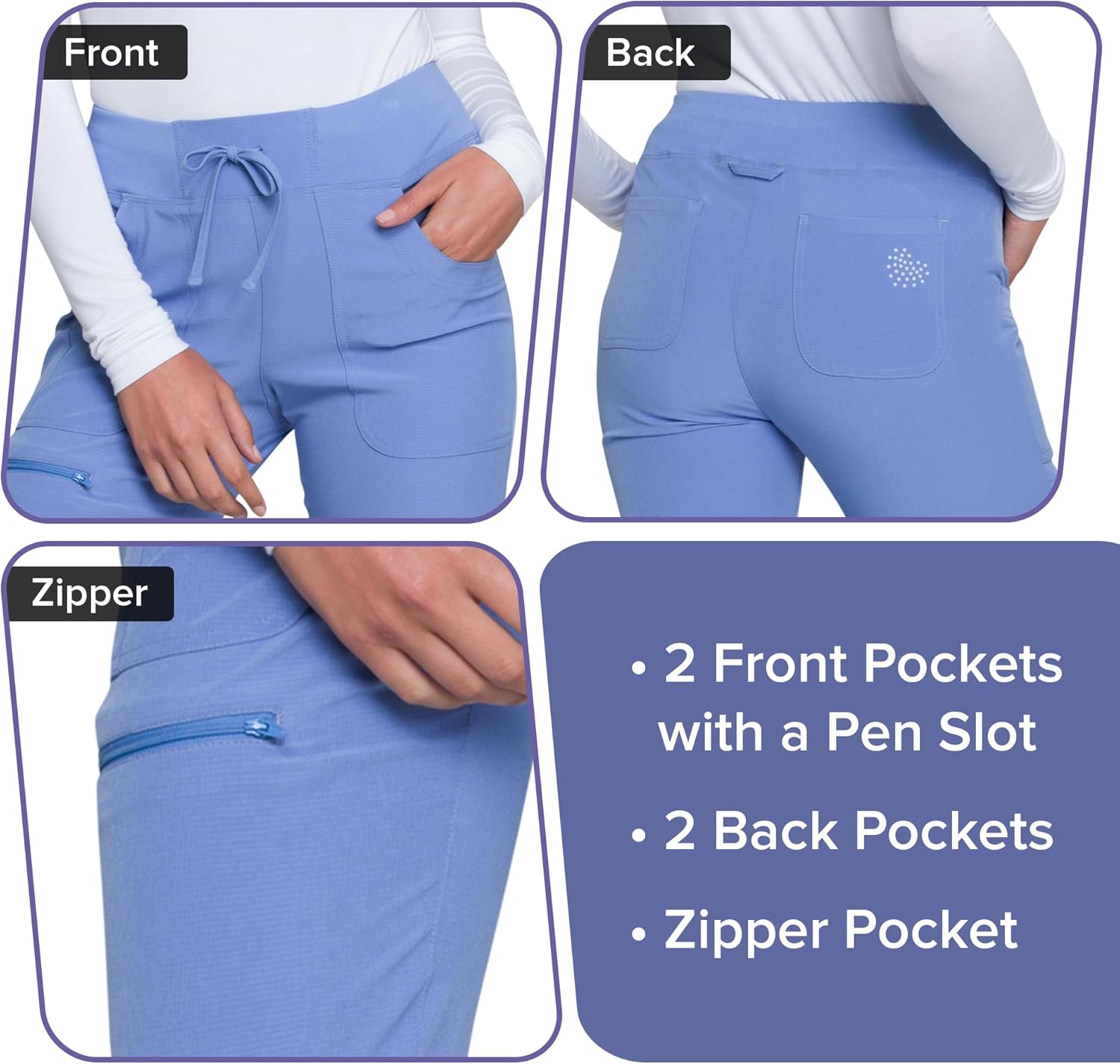 Heartsoul Women's Medical Scrub Jogger Pants Contemporary fit Drawstring waistband Jogger With 5 Pockets - HS030 - Image 6