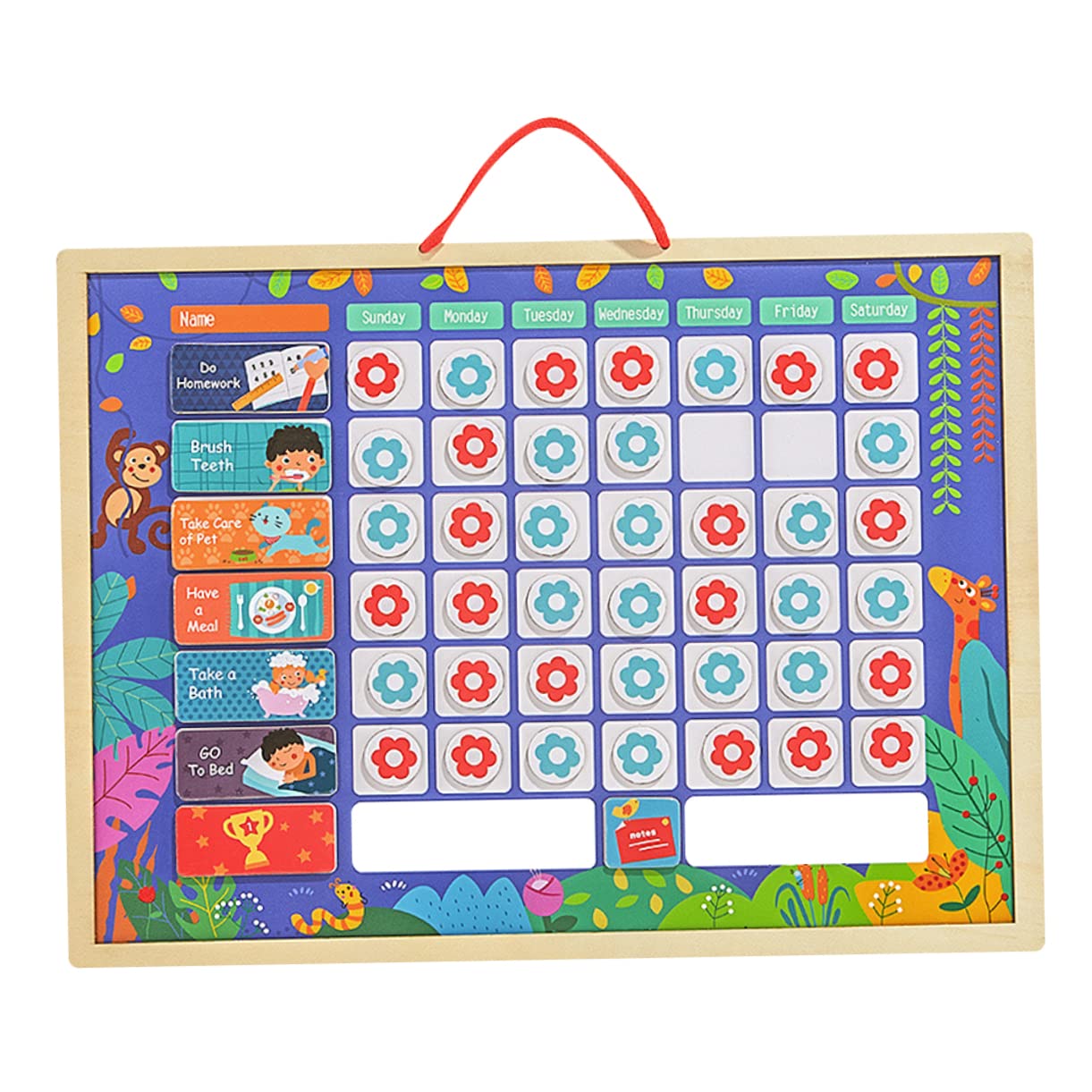 VILLCASE Tabla de Recompensas para Niños, Tablero Reutilizable de Madera