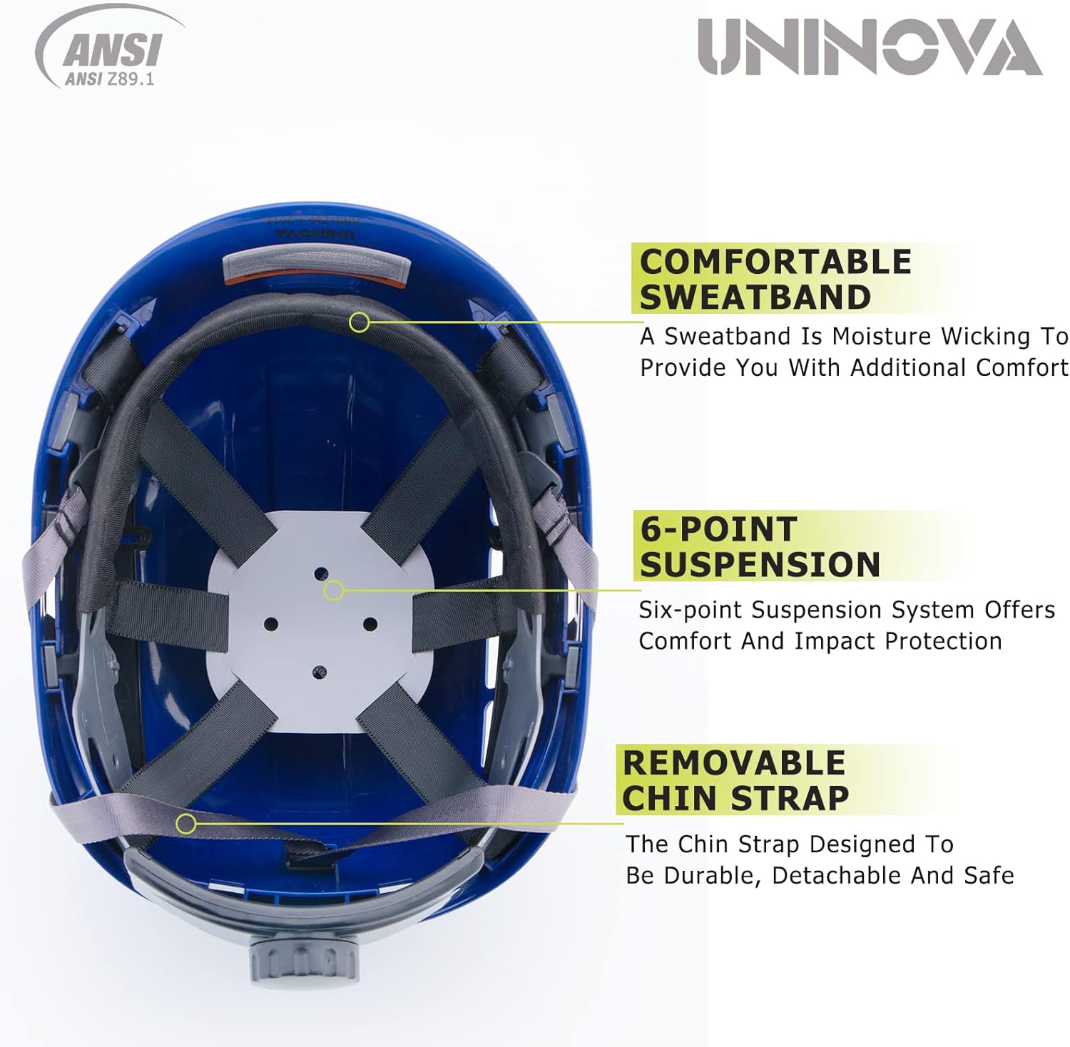 Hard Hats for Construction UNINOVA OSHA Safety Helmet 6 pt. Adjustable Suspension Cascos De Construccion