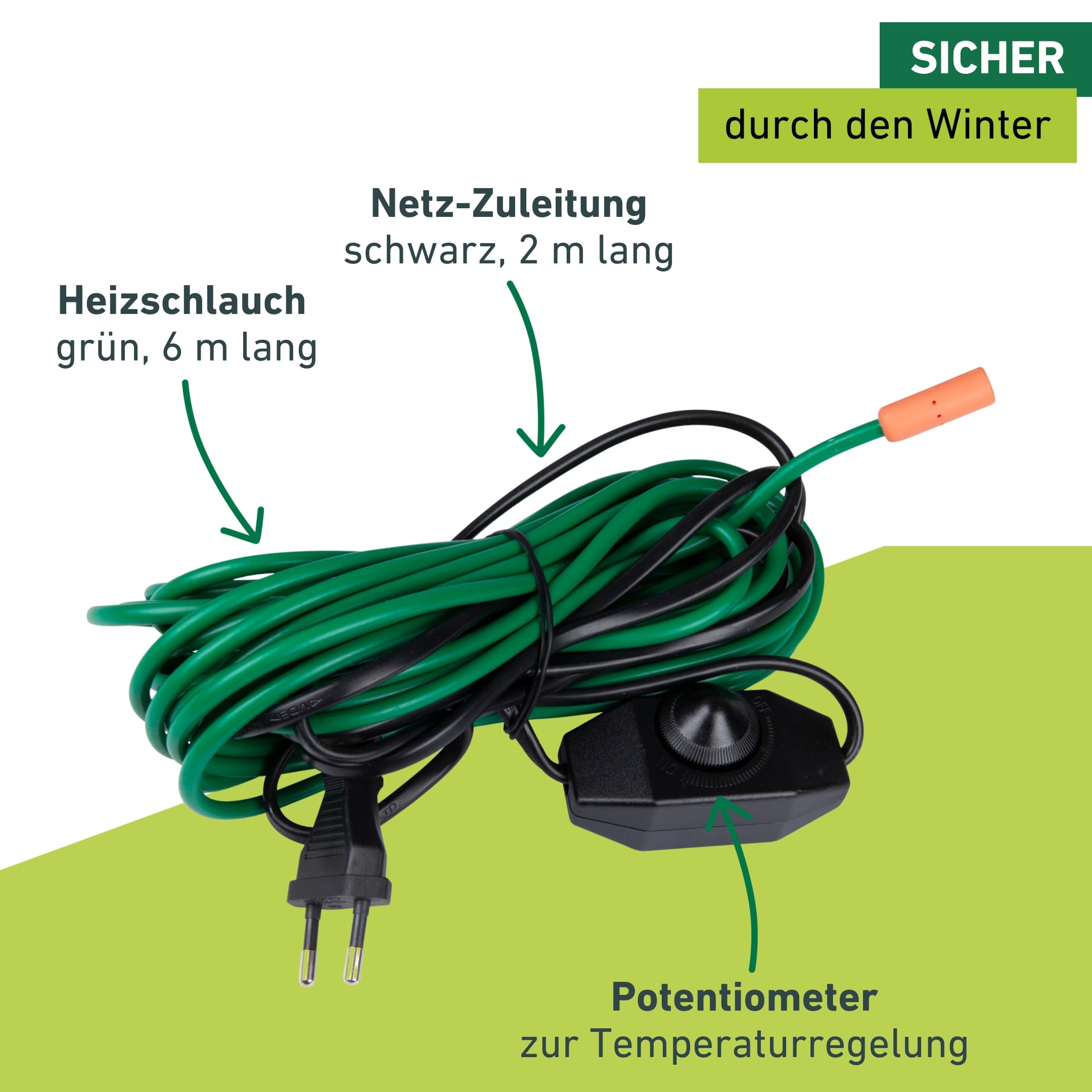 Windhager Heizschlauch für Kübelpflanzen, Heizkabel, Pflanzenschutz im Winter, 6 m