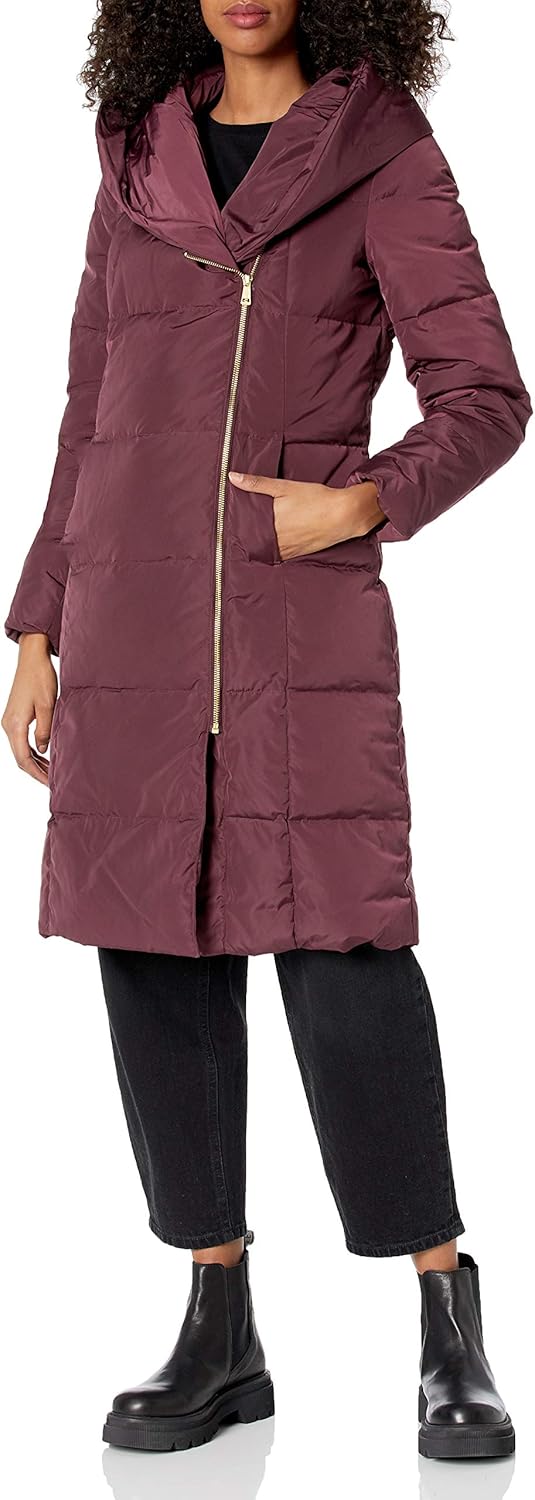 Cole Haan Women's Taffeta Down Coat With Bib Front and Dramatic Hood - Image 2