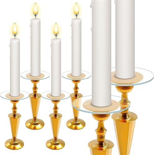 Vesici 15 protectores de goteo de velas de vidrio para candelabros de vidrio transparente, bobeches redondos de cera para candelabros, anillos de