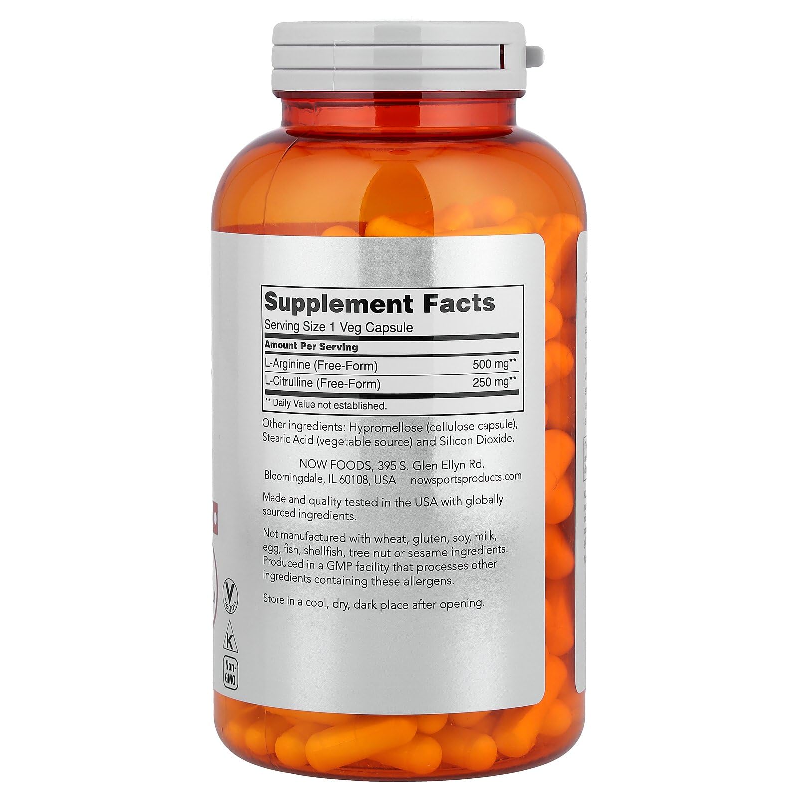 Now Foods Arginine Citrulline, 240 Veg Caps 500 mg