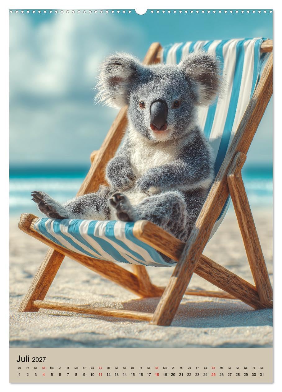 CALVENDO - Workaholic - Mach mal Pause und chill wie ein Koala (hochwertiger Premium Wandkalender 2027 DIN A2 hoch), Kunstdruck in Hochglanz: Lustiger Koala Kalender: Koalas und Koalabären als Beutelt