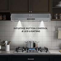 Vista 4 de Empava Ductless/Ducted Range Hood Under Cabinet 30 Inch, Touch Control, 300 CFM Plug in, Stainless Steel