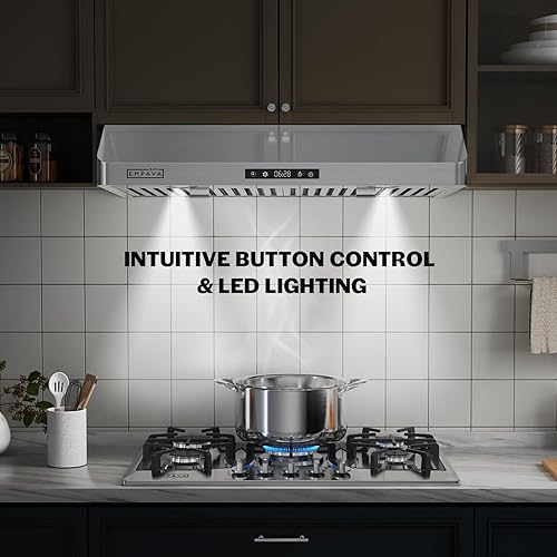 Miniatura 4 de Empava Campana extractora sin conductos debajo del gabinete de 30 pulgadas, control táctil, enchufe de 300 CFM, acero inoxidable