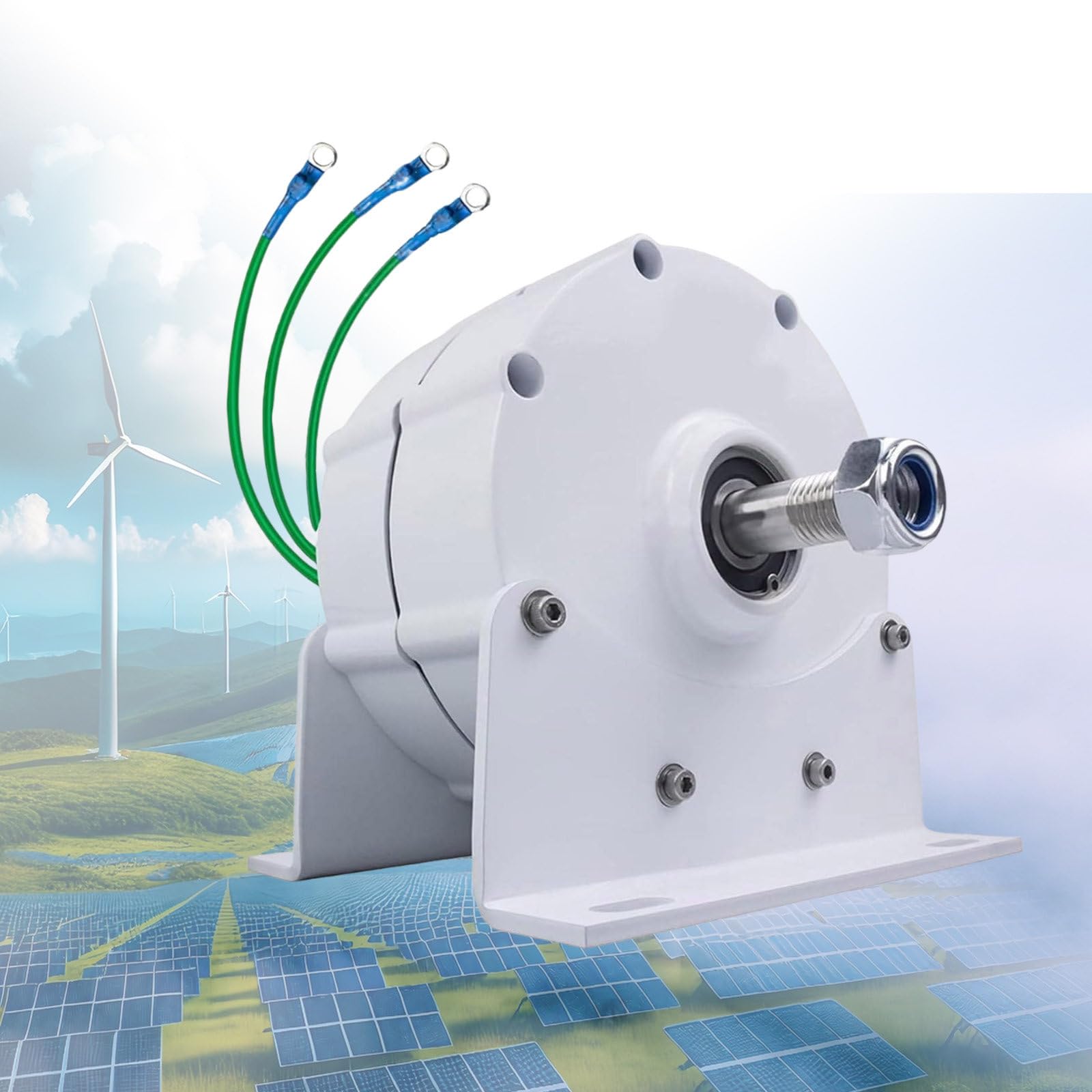 Generatori con Alternatore Ca a Basso Numero di Giri da 12000 W con Base per Turbine Eoliche, Generatore Trifase a Basso Numero di Giri Senza Riduttore 12v (con Base) 48V
