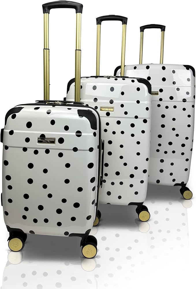 Review Jenni Chan Polka Dot 3Piece Hardside Lightweight Expandable