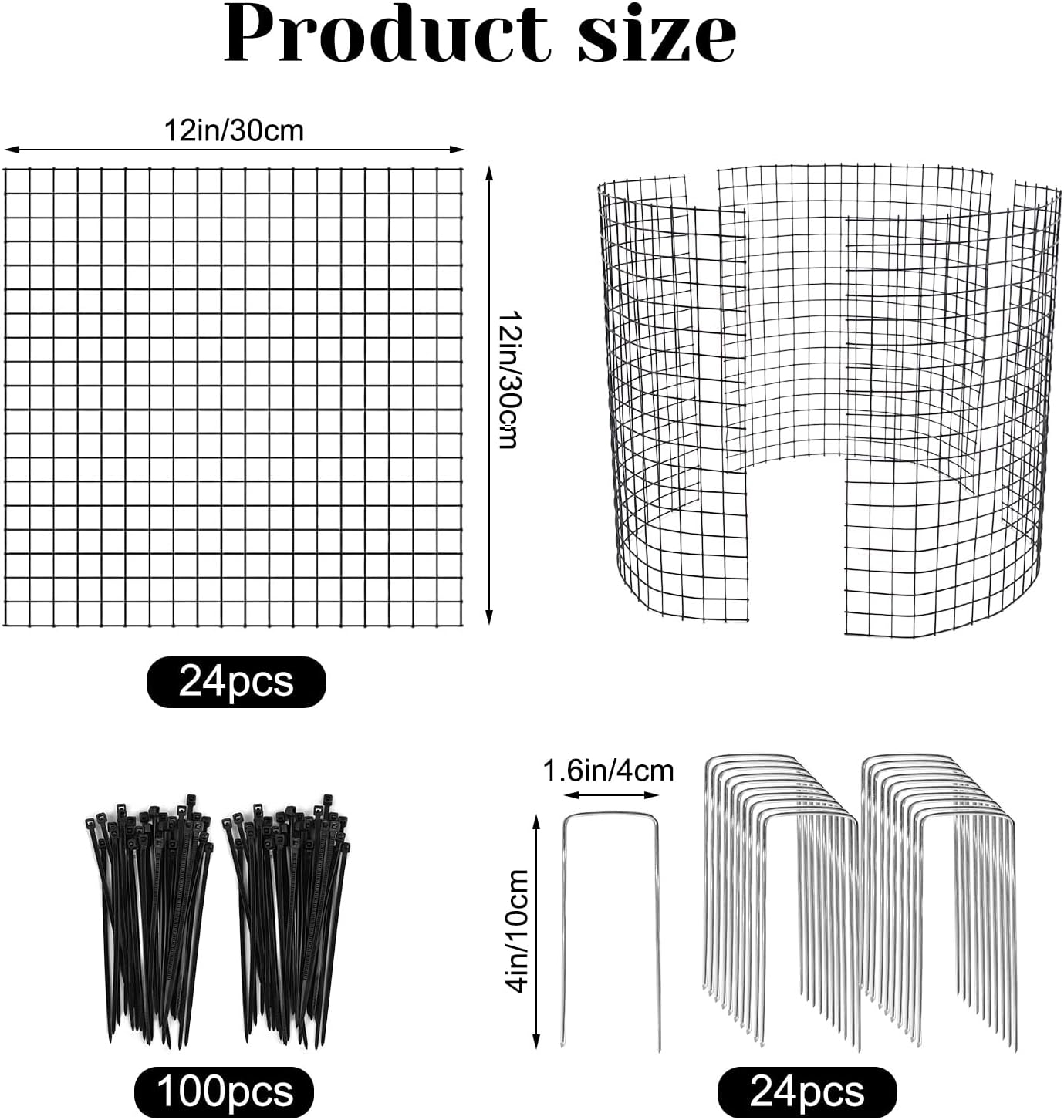 24 PCS Round Plant Protector from Animals, 8 Pack 12'' x 12'' Metal Plant Cages，24Pcs Metal Mesh to Keep Animals Out, Garden Protection Bunny Barricades, Wire Plant Protectors for Rabbits Chicken Duck