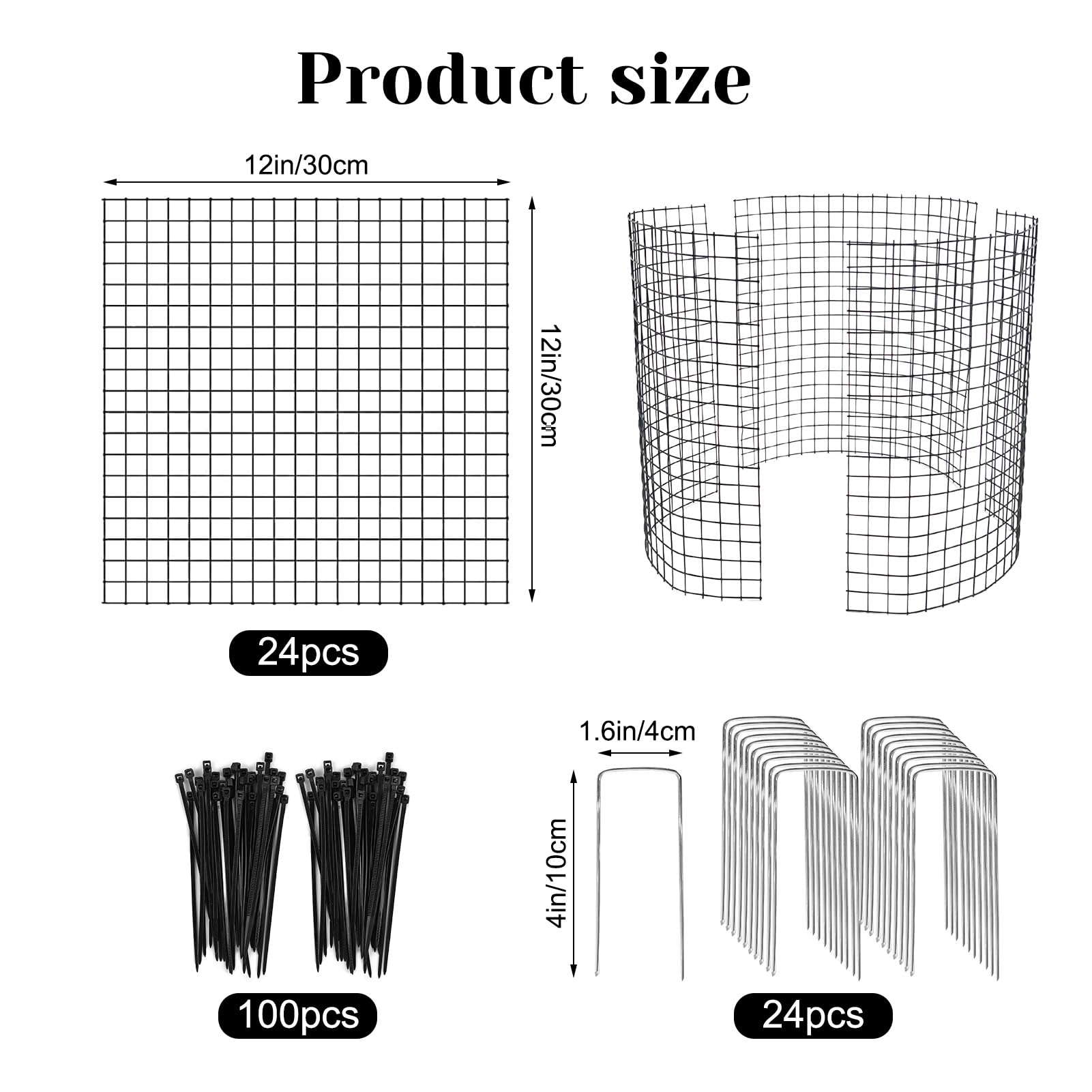 24 PCS Round Plant Protector from Animals, 8 Pack 12'' x 12'' Metal Plant Cages?24Pcs Metal Mesh to Keep Animals Out, Garden Protection Bunny Barricades, Wire Plant Protectors for Rabbits Chicken Duck