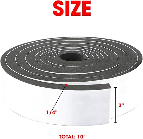 Miniatura 9 de Dualplex - Rollo de tira de espuma de neopreno, 3 pulgadas de ancho x 10 pies de largo, 14 pulgadas de grosor, sellado contra la intemperie, pelado