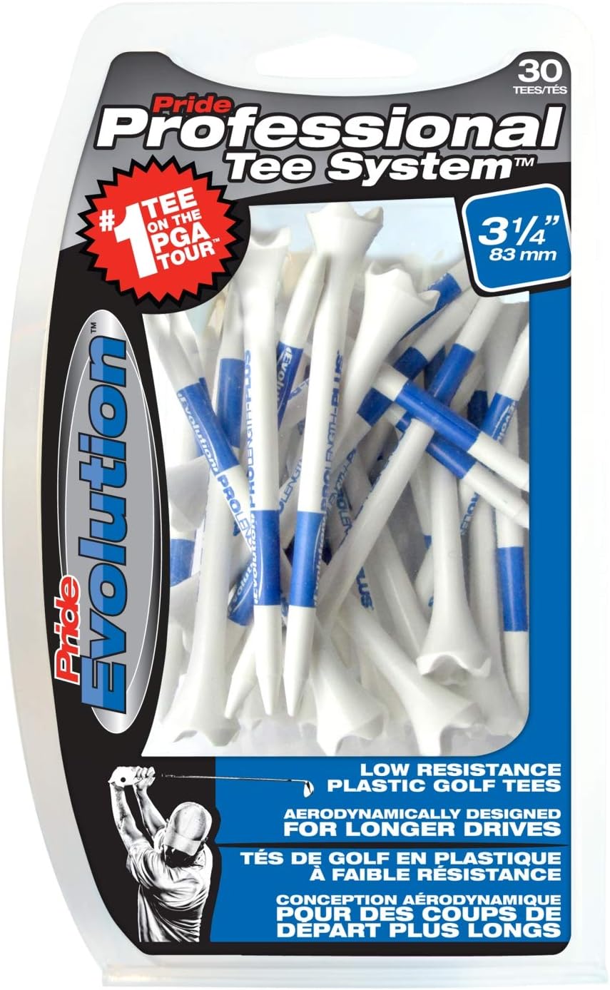 Pride Professional Tee System,Evolution Plastic 30 Golf Tees, 3 1/4" (2-Pack)