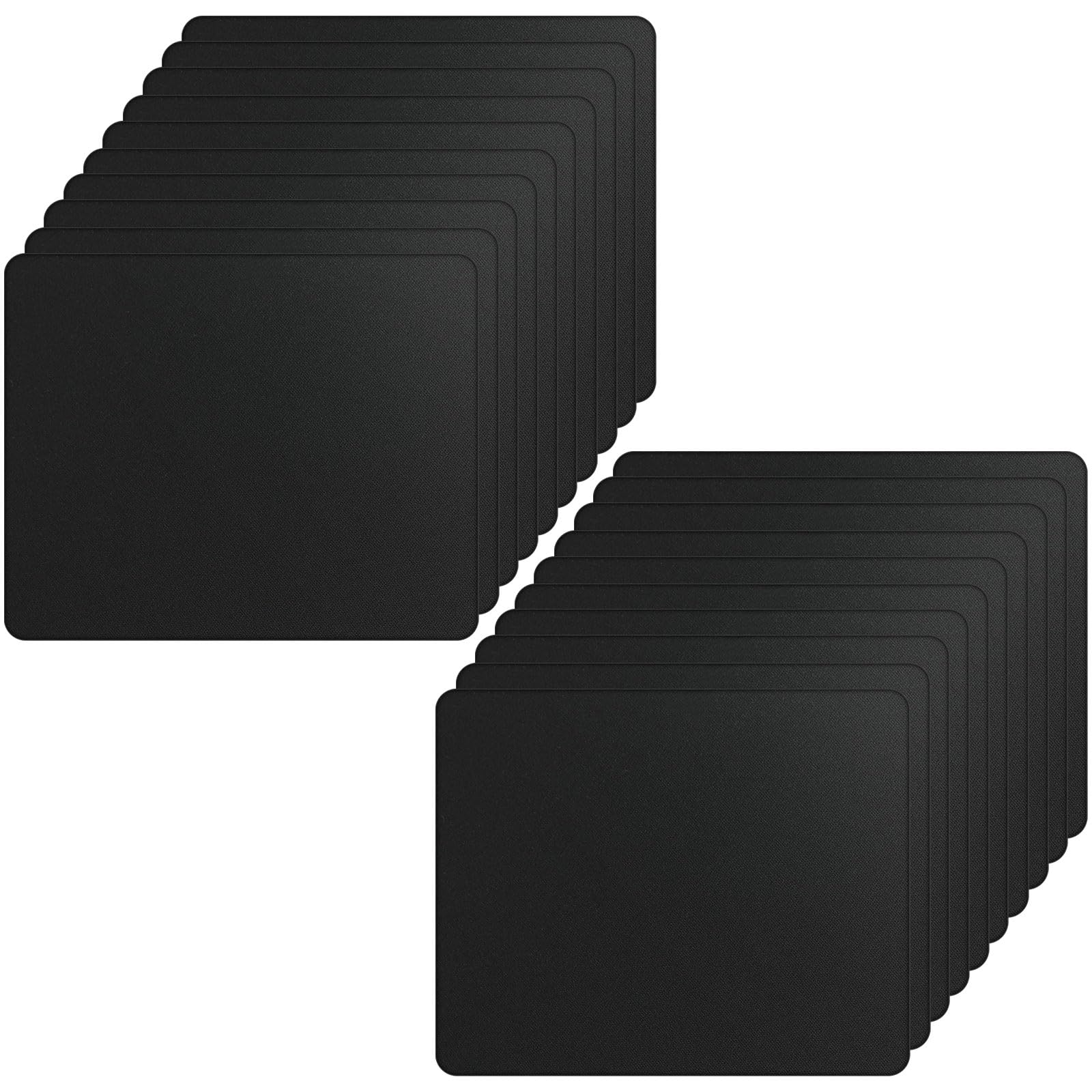 Crtiin Lot de 20 tapis de souris en vrac pour ordinateur, ordinateur portable, bureau, maison, avec base en caoutchouc antidérapant (noir, 18 x 22 cm)