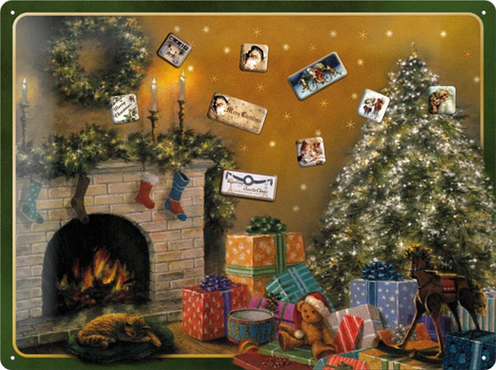 Tableau magnétique Sapin de Noël métallique Nostalgic-Art 30x40 cm aux finitions soignées