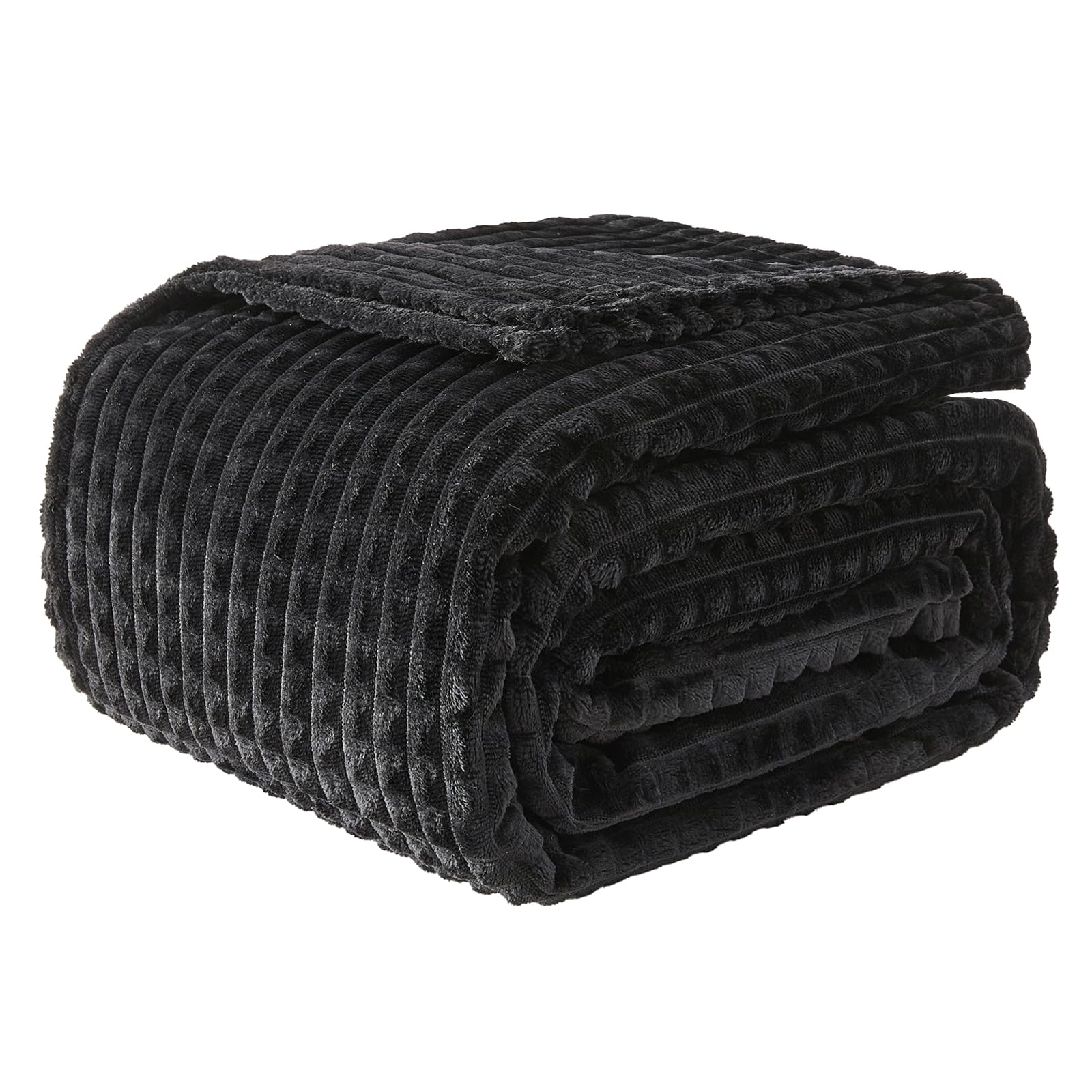 EMME Kuscheldecke Flauschige - 3D-Touch-Erlebnis 200x230cm Fleecedecke, Tagesdecke, Weiche Warme Wolldecke Überwurfdecke, Couchdecke, Decke für Sofa, Wohndecke, Schwarz