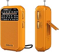 XHDATA D220 Pocket AM FM SW Radio - DSP Excellent Reception, Compact Battery Operated Transistor Radio for Elders, Travel, Gifts (Orange)