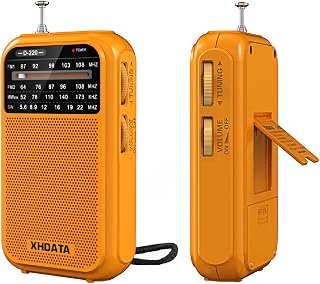 XHDATA D220 Pocket AM FM SW Radio - DSP Excellent Reception, Compact Battery Operated Transistor Radio for Elders, Travel, Gifts (Orange)