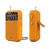 XHDATA D220 Portable Radio AM FM SW Shortwave Receiver Pocket Radios&comma; 2AA Battery Operated Transistor Radio with Excellent Reception for Gift&comma; Family&comma; Elder &lpar;Orange&rpar;