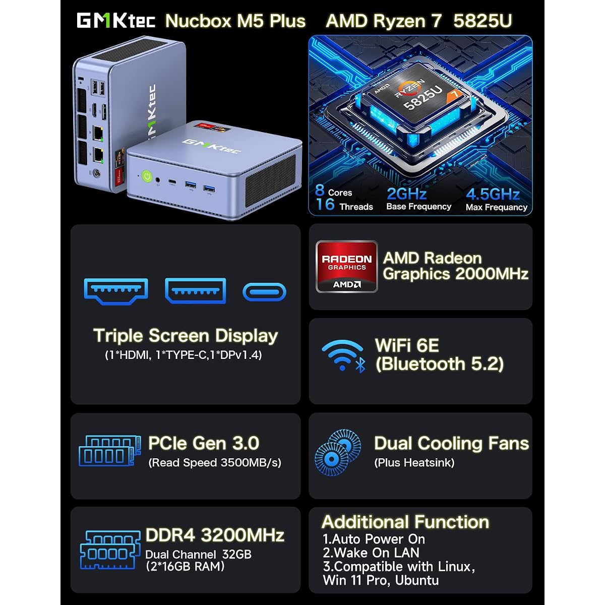 $11/mo - Finance GMKtec M5 Plus Gaming Mini PC Ryzen 7 5825U 