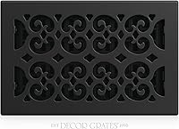 Vista 12 de Decor Grates ST414 Registro de suelo con diseño de voluta, 4 x 14 pulgadas, negro texturizado