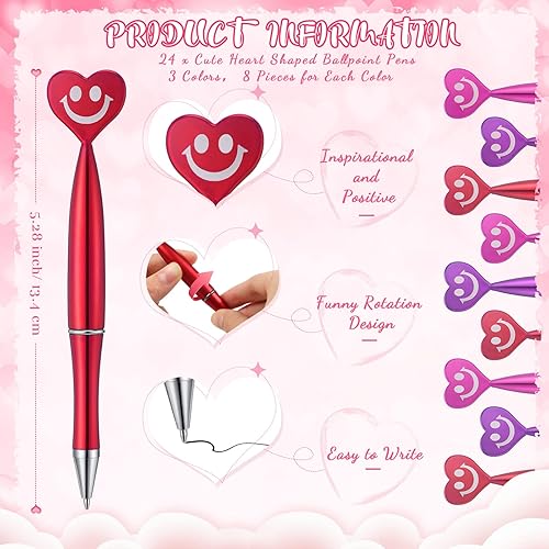 Miniatura 2 de 72 bolsas de regalo para fiesta de San Valentín, bolígrafos de corazón, bolas de estrés kawaii, lindo bolígrafo con cara sonriente y cara, mini bola