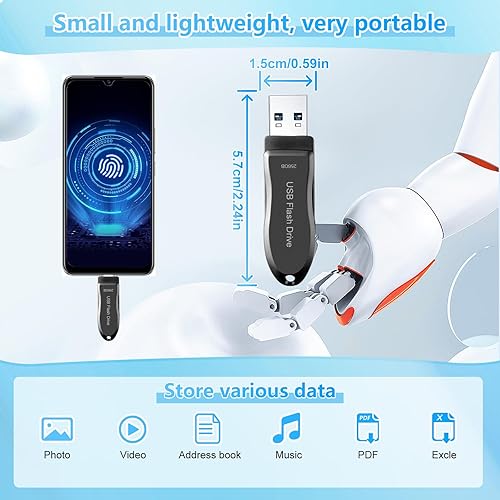 Miniatura 3 de Unidad flash USB C de 256 GB para teléfono Photo Stick Thumb Drive Android USB C Memory Stick Almacenamiento de fotos DEZOBYTE Compatible Phone Pad