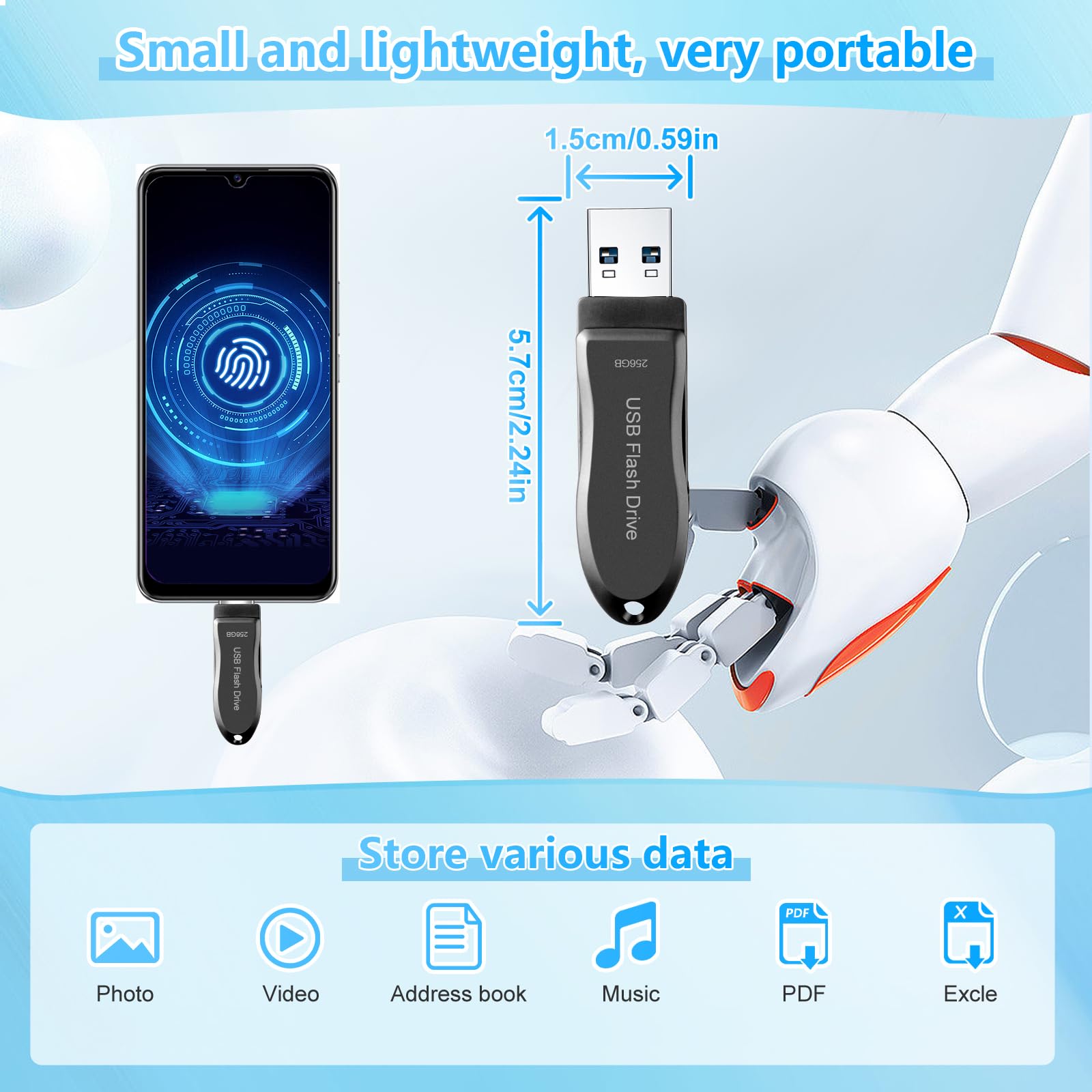 ZARMST 256GB USB Stick Für Phone, Speicherstick Externer