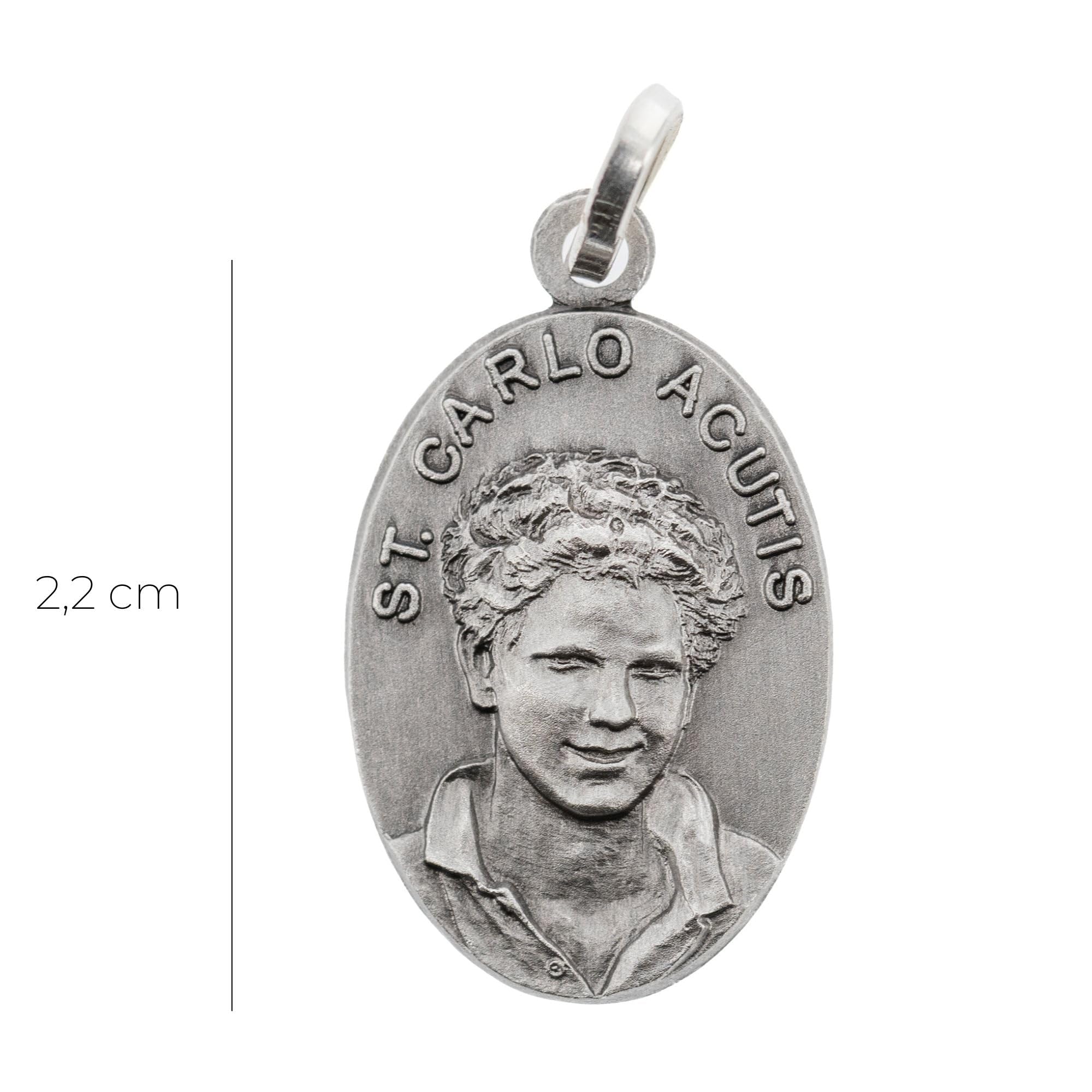 SHALOM - Médaille St. Carlo Acutis en argent 925. Hauteur 2,2 cm