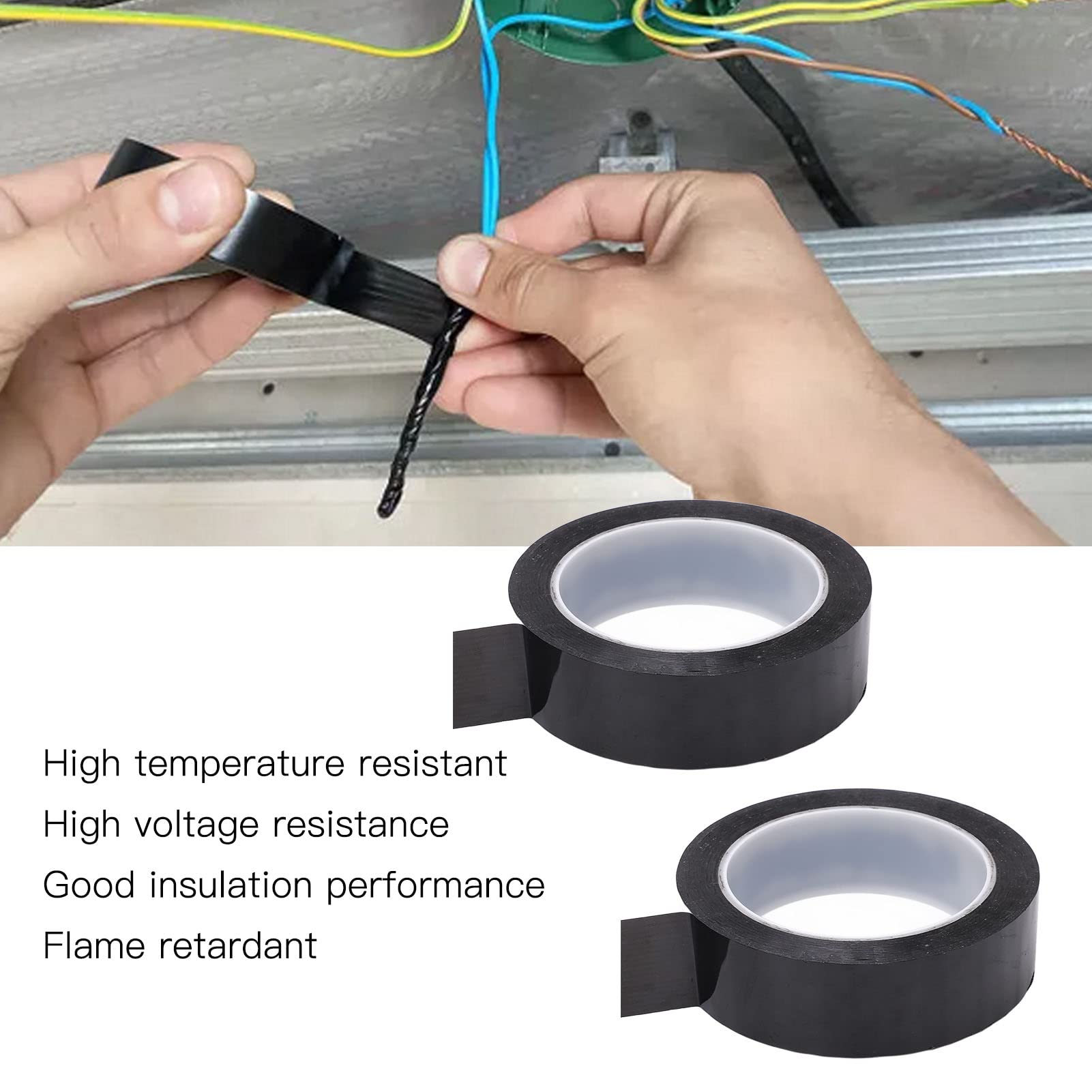 Herramientas eléctricas Cinta resistente al calor, fácil de romper Retardante de llama Cinta de poliéster negro Sin residuos Resistente altas temperaturas Buen aislamiento for capacitores for motores