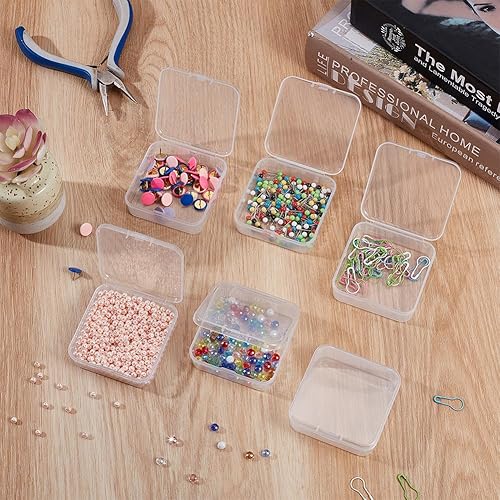 Miniatura 5 de BENECREAT Paquete de 18 mini recipientes cuadrados de plástico transparente de 2.5 x 2.5 x 0.78 pulgadas, organizadores de joyas con tapa para