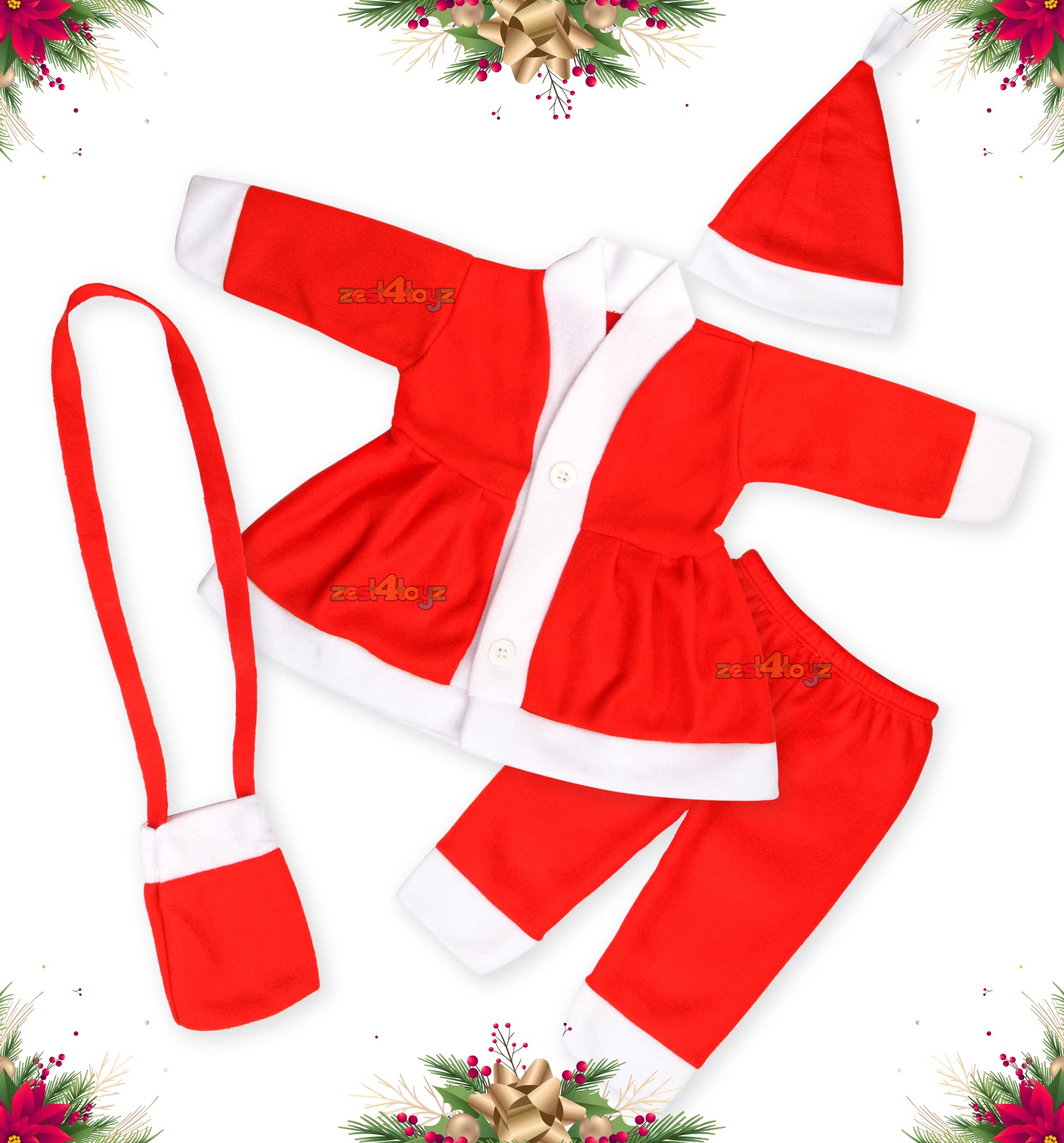 Zest 4 Toyz Santa Claus Dress for Kids Christmas Dress for Girls with Frock Lower Cap and Pouch Santa Dress for Girls - Age 0 to 6 Months Old Toddlers (B0BPXT149T) Amazon Price History, Amazon Price Tracker