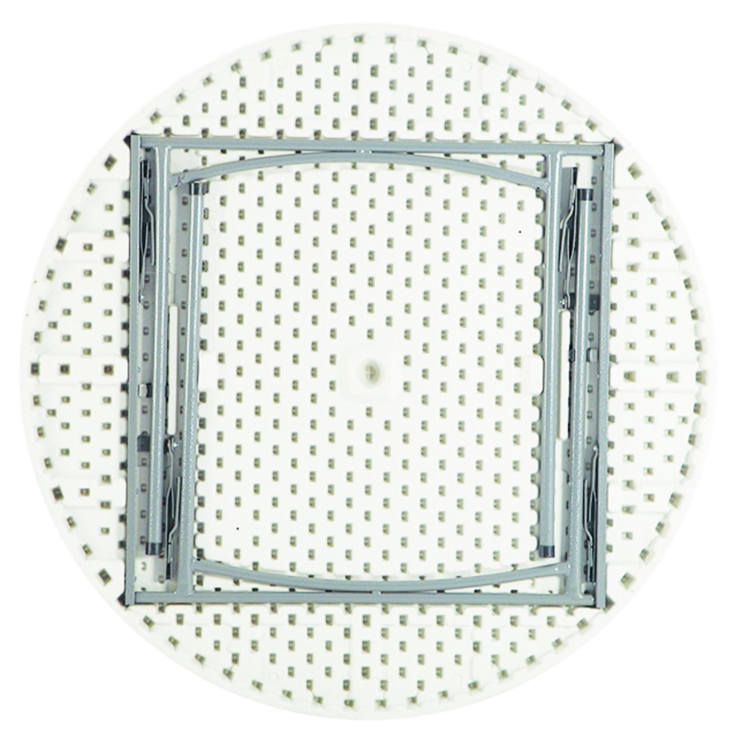 VERDELOOK | Tavolo Rotondo, Ø180 H74 cm, Bianco, Catering, in Plastica HDPE con Struttura in Metallo Verniciato Pieghevole, Facile da Trasportare, da Giardino e Eventi