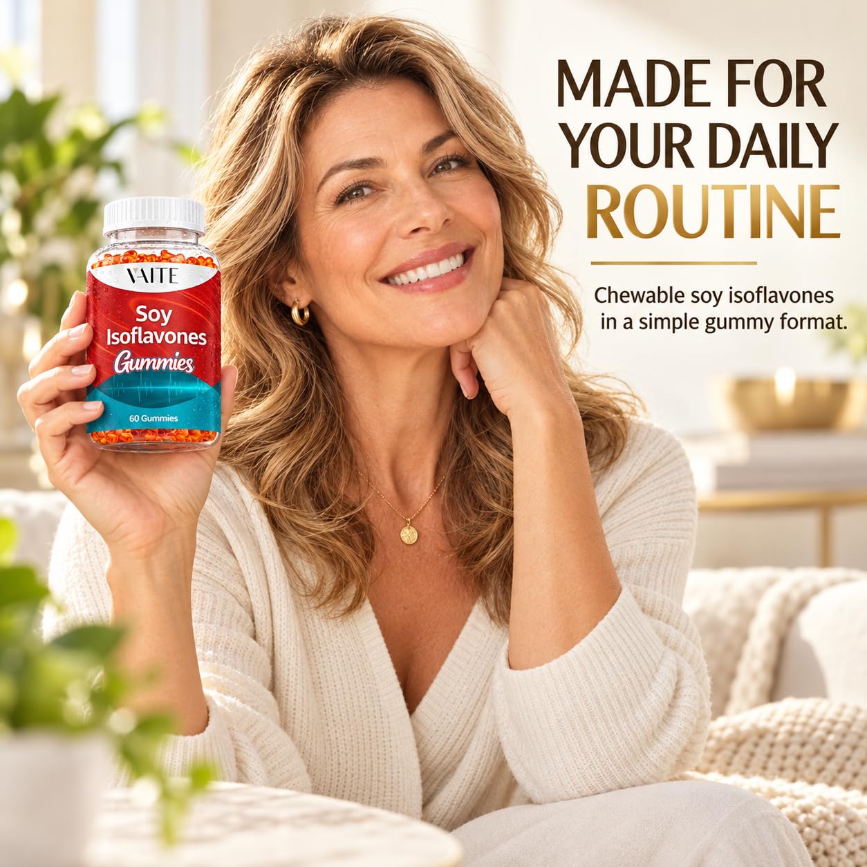 Soy Isoflavones Supplement for Women – Non-GMO Phytoestrogens for Menopause Relief, Hot Flashes, Hormonal Balance, Genistein, Soy with Isoflavones, Bone Health Support – 60 Vegan Chewable Gummies — Amazon image 6