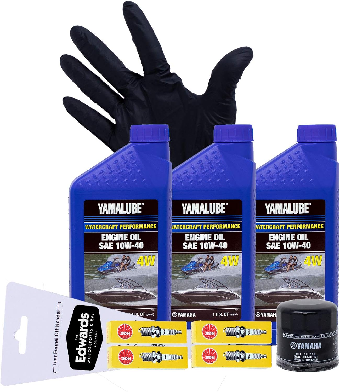 Edwards Oil Change Kit fits 2008-2015 Yamaha VX 1100 WaveRunner Watercraft with Spark Plugs