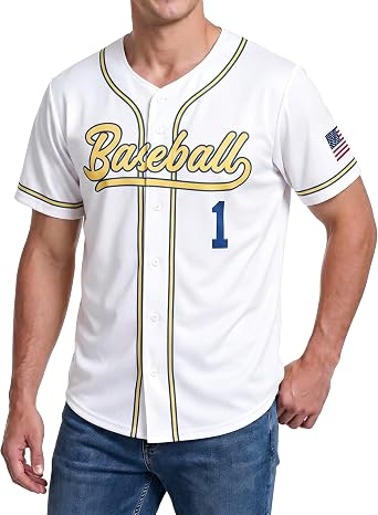 Baseball Jersey Shirt Men Baseball Player T-Shirt Game Day Fans Graphic Tees Quick-Dry Button up Short Sleeve