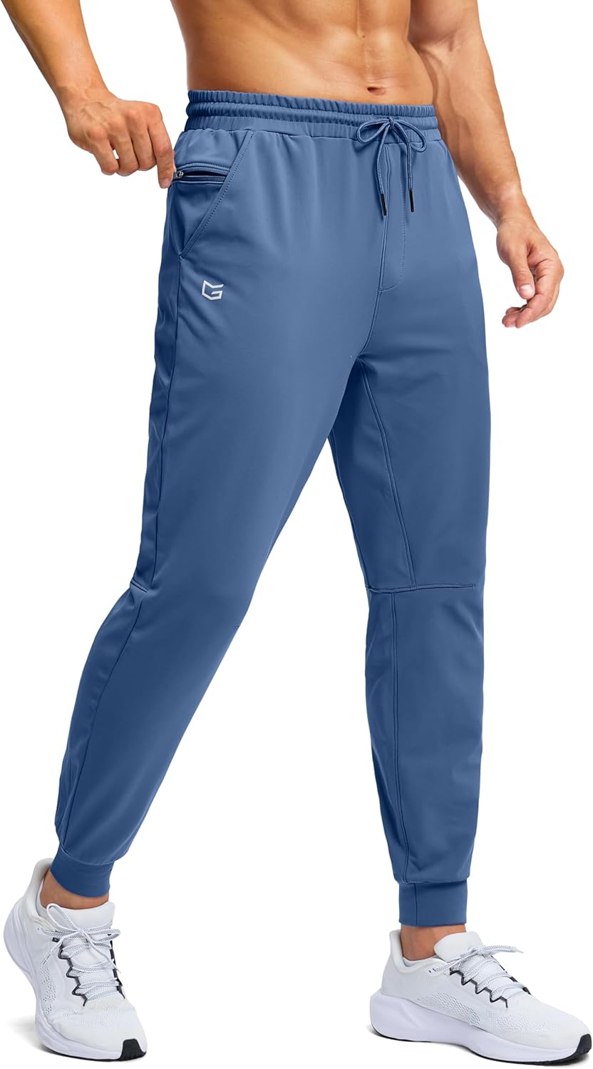 G Gradual Men's Fleece Lined Athletic Pants with Zipper Pocket Winter Warm Joggers Water Resistant Running Sweatpants for Men
