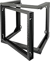 Tecmojo 9U Open Frame Wall Mount Server Rack - 18" Depth, 180° Swing Gate, 110lb Capacity for 19" Network/AV/IT Equipment