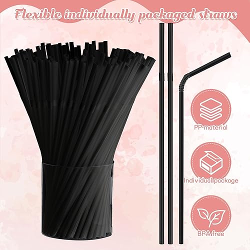Miniatura 3 de Suclain Pajitas de plástico envueltas individualmente, 2000 popotes de 8 pulgadas, pajitas desechables estilo restaurante, pajitas desechables de