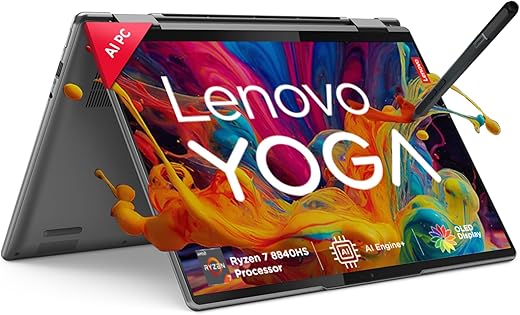 Lenovo Yoga 7 2-in-1 AMD Ryzen 7 8840HS 14″(35.5cm) WUXGA OLED 400Nits Convertible Laptop (16GB/1TB SSD/Windows 11/Office Home 2024/100%…