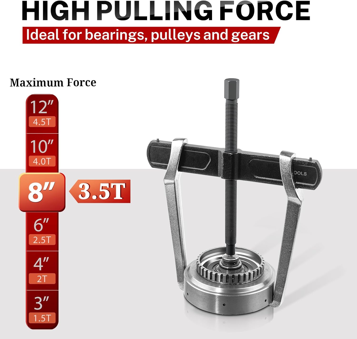 BILITOOLS 8" 2 Jaw Gear Puller, Bearing & Pulley Removal Tool, Internal External Reversible for Flywheel, Gears & Pulleys