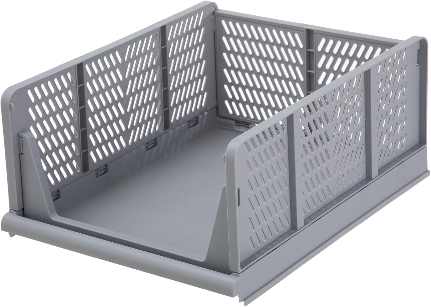 Collapsible Stackable Storage Bin, Gray, 13.18" x 16.92" x 7.28"